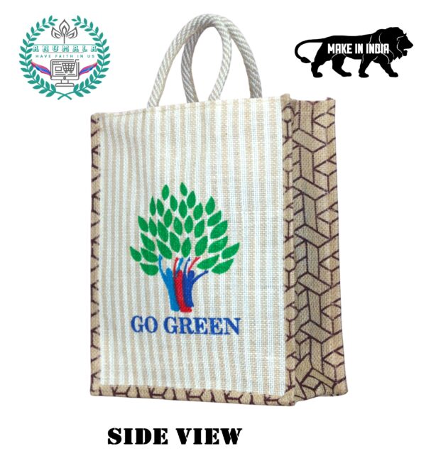Go Green Jute Bag with Zipper | Go Green for the Environment (14*16) - Image 5