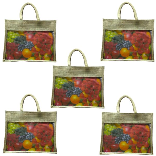 Natural Hamper Jute Bag with Transparent PVC - Image 8
