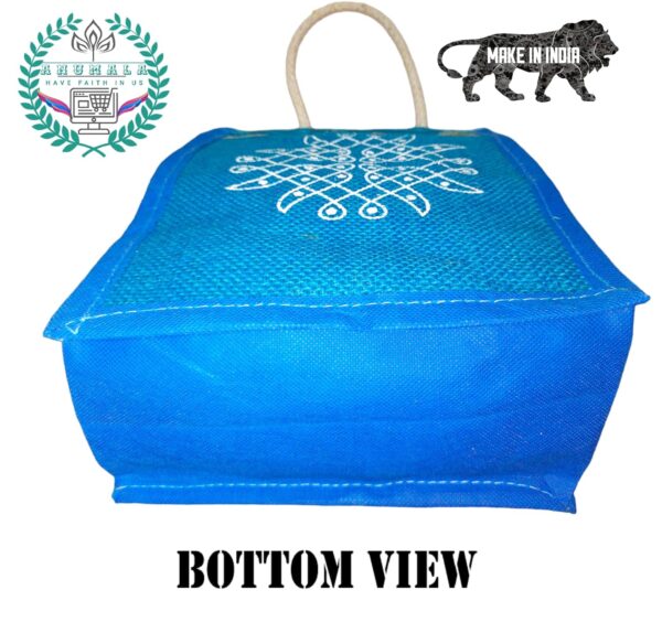 Jute Bags with Contrast Kolam Print for Return Gifts (8*10) - Image 4
