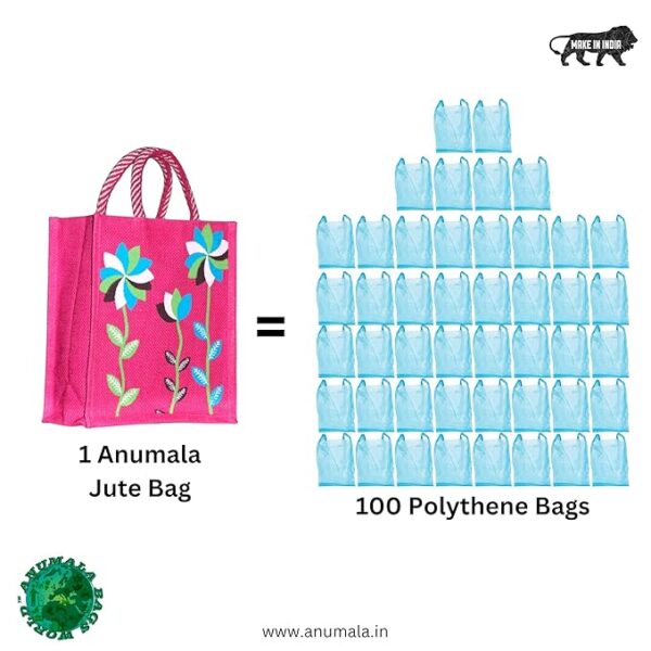 Multicolor Jute Tote Bag with Zipper - Image 4