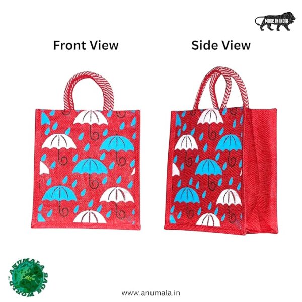 Multicolor Jute Tote Bag with Zipper - Image 6