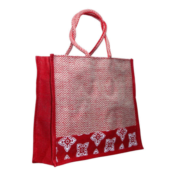 Multicolor V Stripe Cloth & Jute Bag (15*18) - Image 13