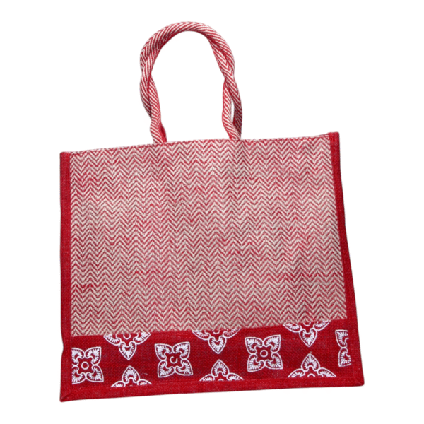 Multicolor V Stripe Cloth & Jute Bag (15*18) - Image 12