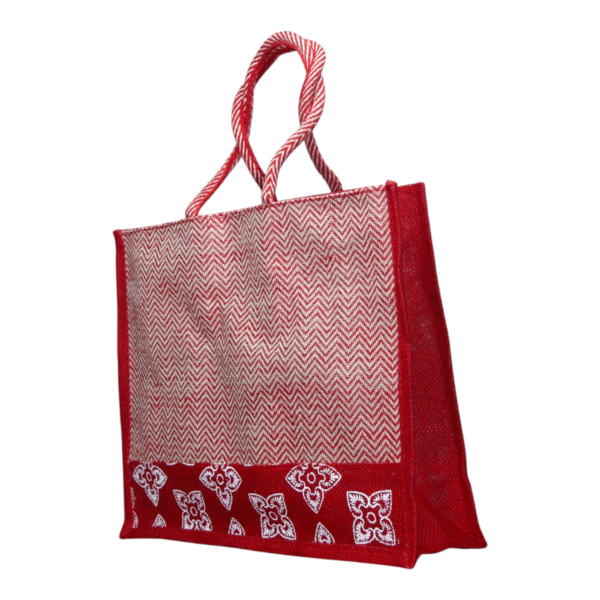 Multicolor V Stripe Cloth & Jute Bag (15*18) - Image 11