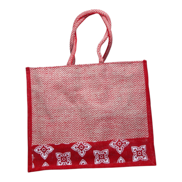 Multicolor V Stripe Cloth & Jute Bag (15*18) - Image 10