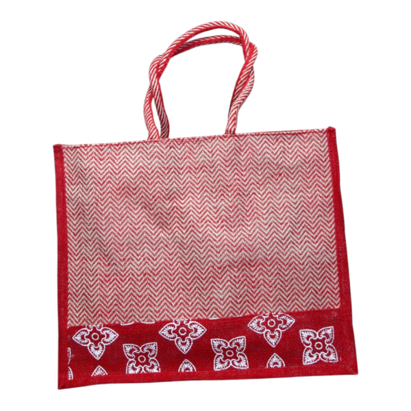 Multicolor V Stripe Cloth & Jute Bag (15*18) - Image 9