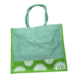 Multicolor V Stripe Cloth & Jute Bag (15*18)