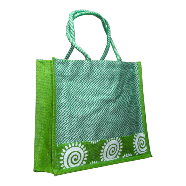 Multicolor V Stripe Cloth & Jute Bag (15*18) - Image 7