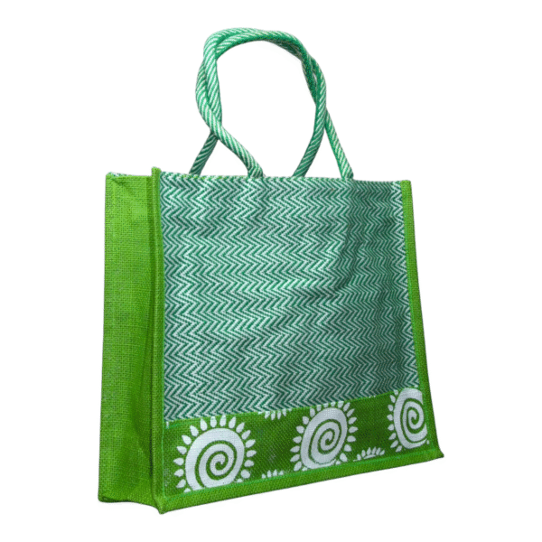 Multicolor V Stripe Cloth & Jute Bag (15*18) - Image 5