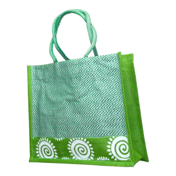 Multicolor V Stripe Cloth & Jute Bag (15*18) - Image 4