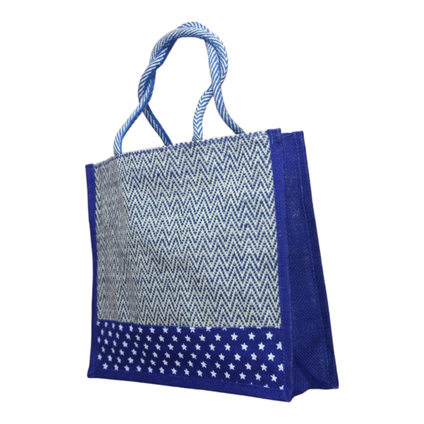 Multicolor V Stripe Cloth & Jute Bag (15*18) - Image 16