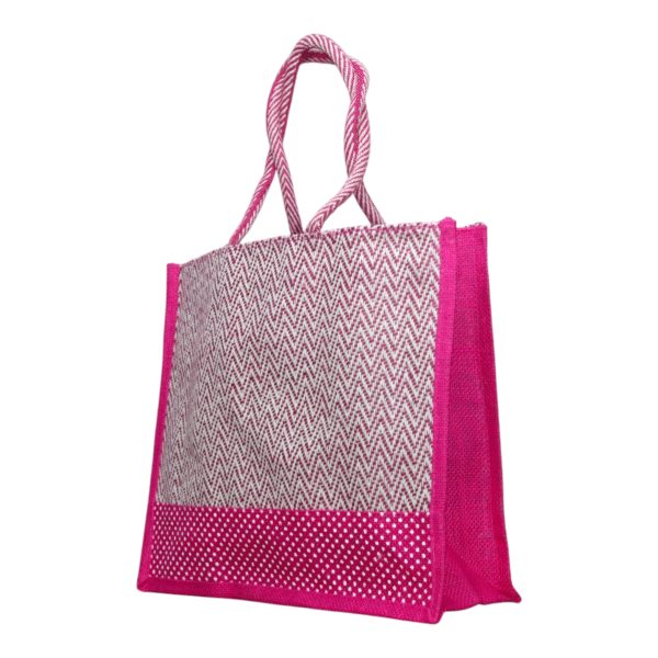 Multicolor V Stripe Cloth & Jute Bag (15*18) - Image 19