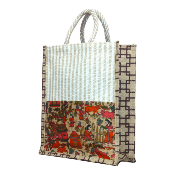 Handmade Kalamkari Jute Bag (10*11) - Image 12