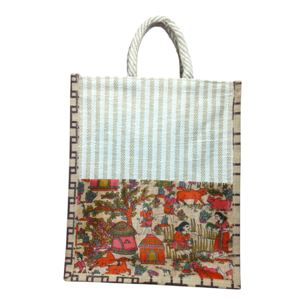 Handmade Kalamkari Jute Bag (10*11) - Image 11