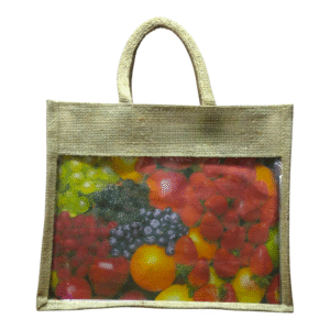 Natural Hamper Jute Bag with Transparent PVC