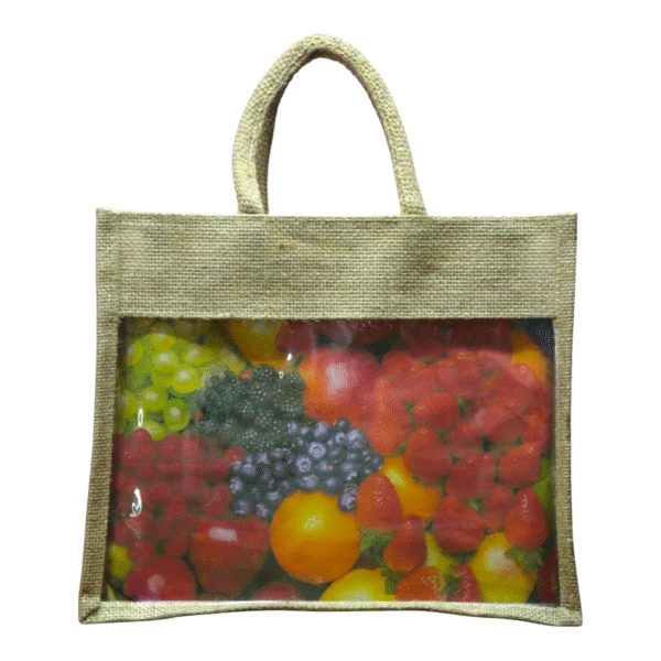 Natural Hamper Jute Bag with Transparent PVC - Image 7