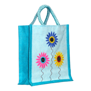 COLOR JUCO EMBODERY | Multicolor Jute & Canvas Embroidered Tote Bags (12*14)