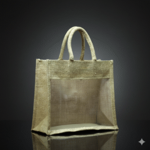 Natural Hamper Jute Bag with Transparent PVC 10x11