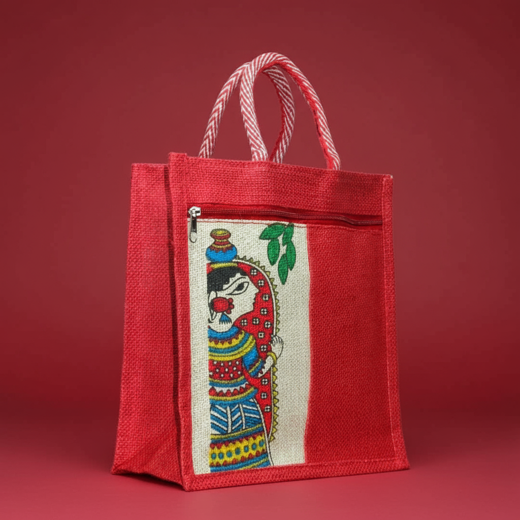 Jute Bags with MadhuBaani Print for Daily use